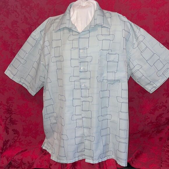Zabriano Light Blue Mens‎ Short Sleeve Button Down Shirt XXL Rayon - Picture 2 of 8